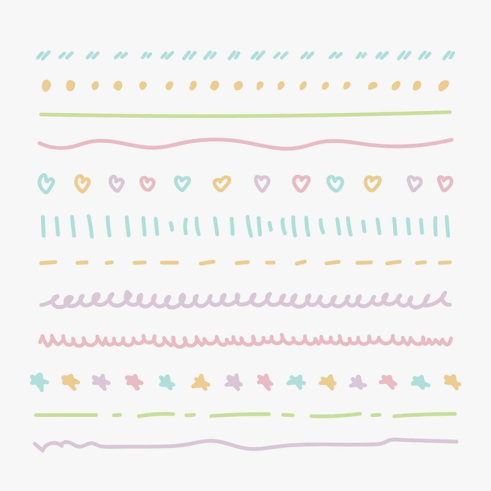 cute pastel border doodle set vector