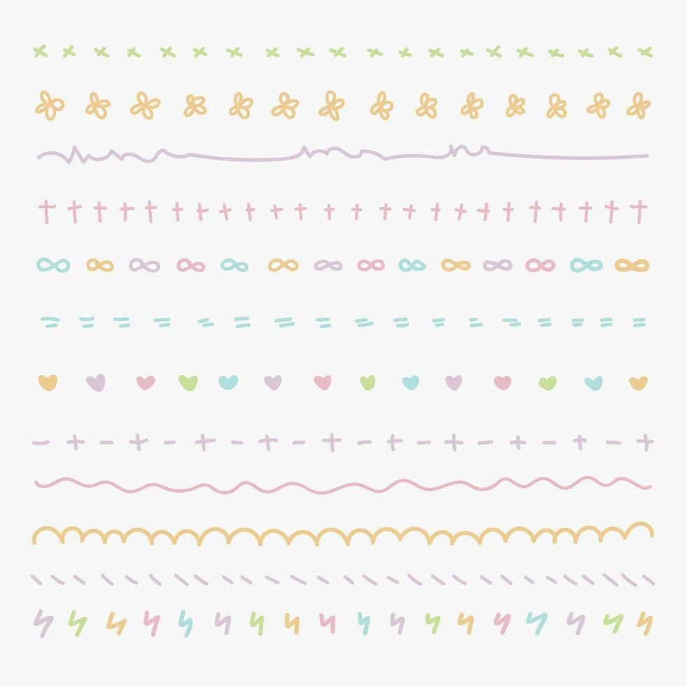 cute pastel border doodle set vector