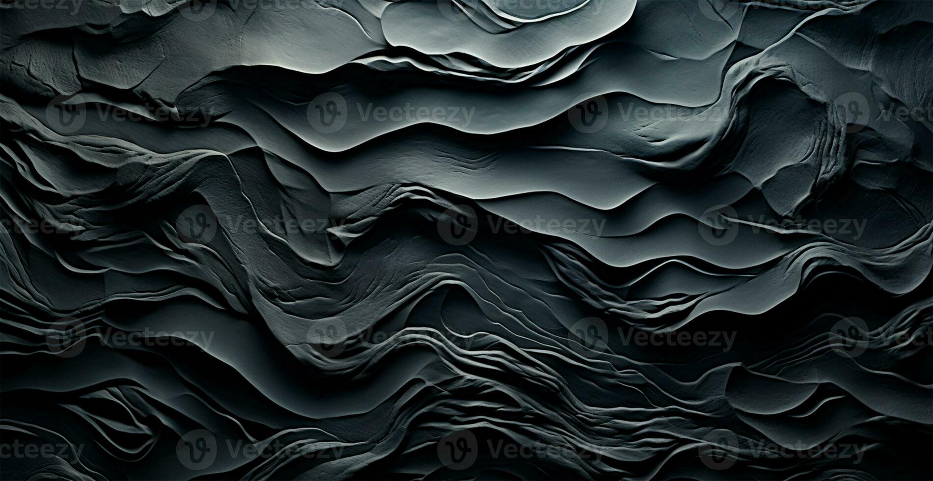 Abstract black background, wavy lines lighting - AI generated image photo