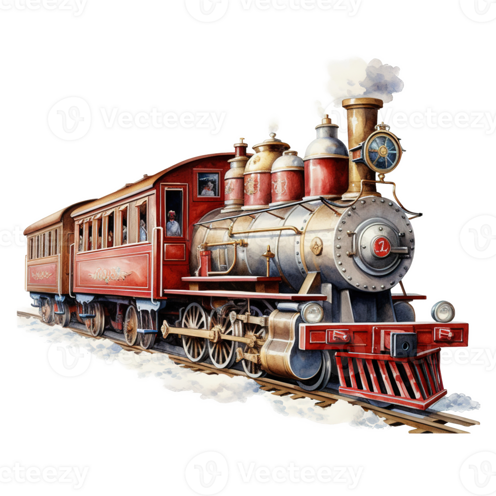 North Pole Express For Christmas Event. Watercolor Style. AI Generated png