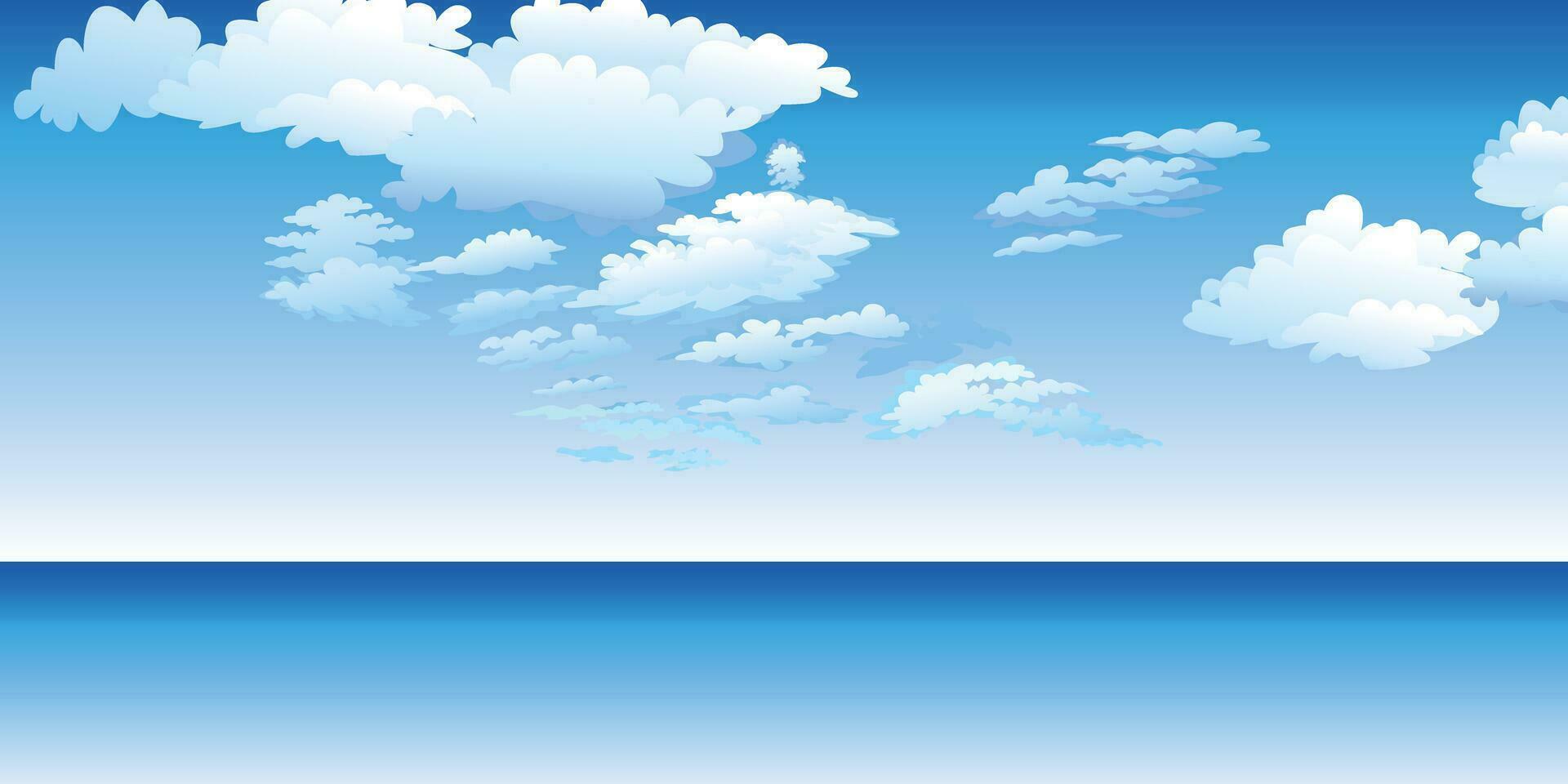 day landscape sky clouds. Clean style anime. Background design vector