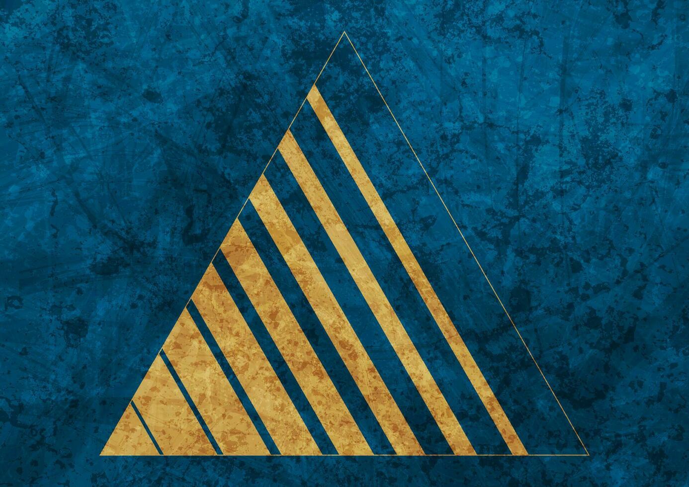 Brown striped triangle on dark blue abstract grunge background vector