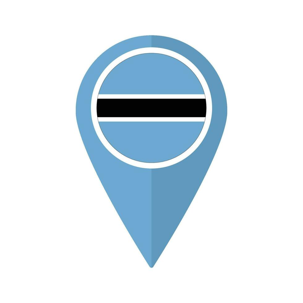 Flag of Botswana flag on map pinpoint icon isolated light blue color vector