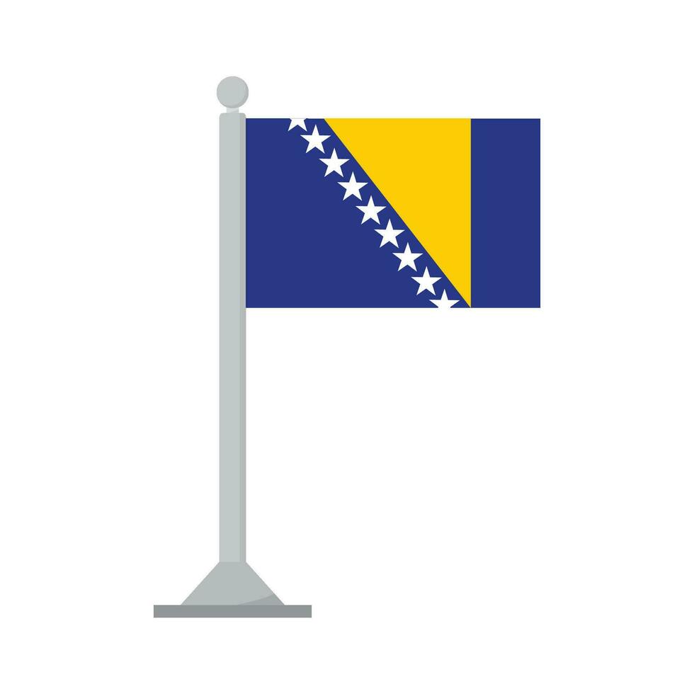 Flag of Bosnia and Herzegovina on flagpole isolated vector