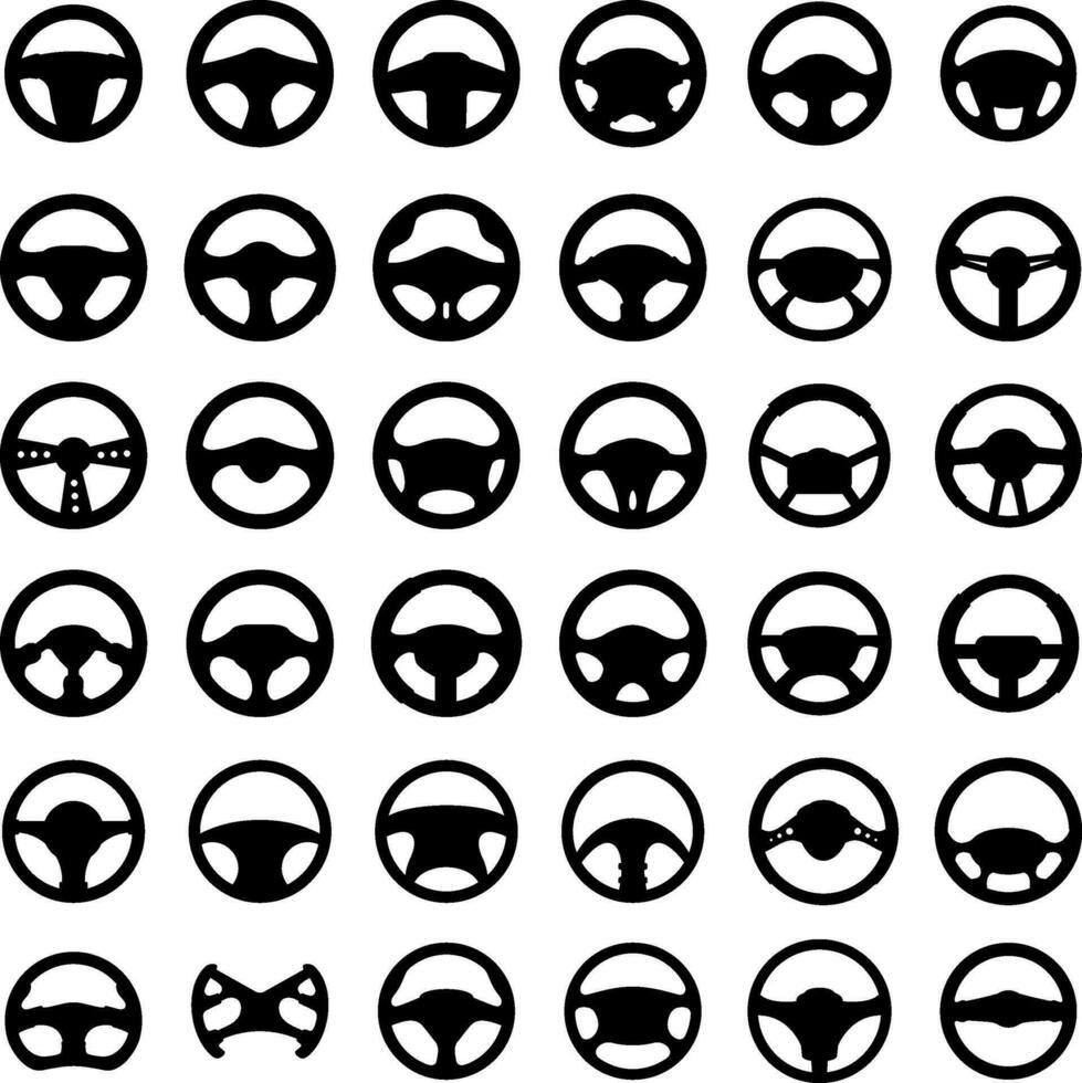 Steering wheel icons set. flat set of steering wheel vector icons isolated on white background