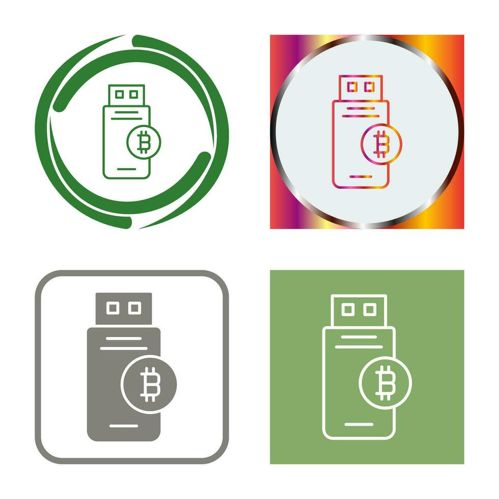 Bitcoin Usb Device Vector Icon