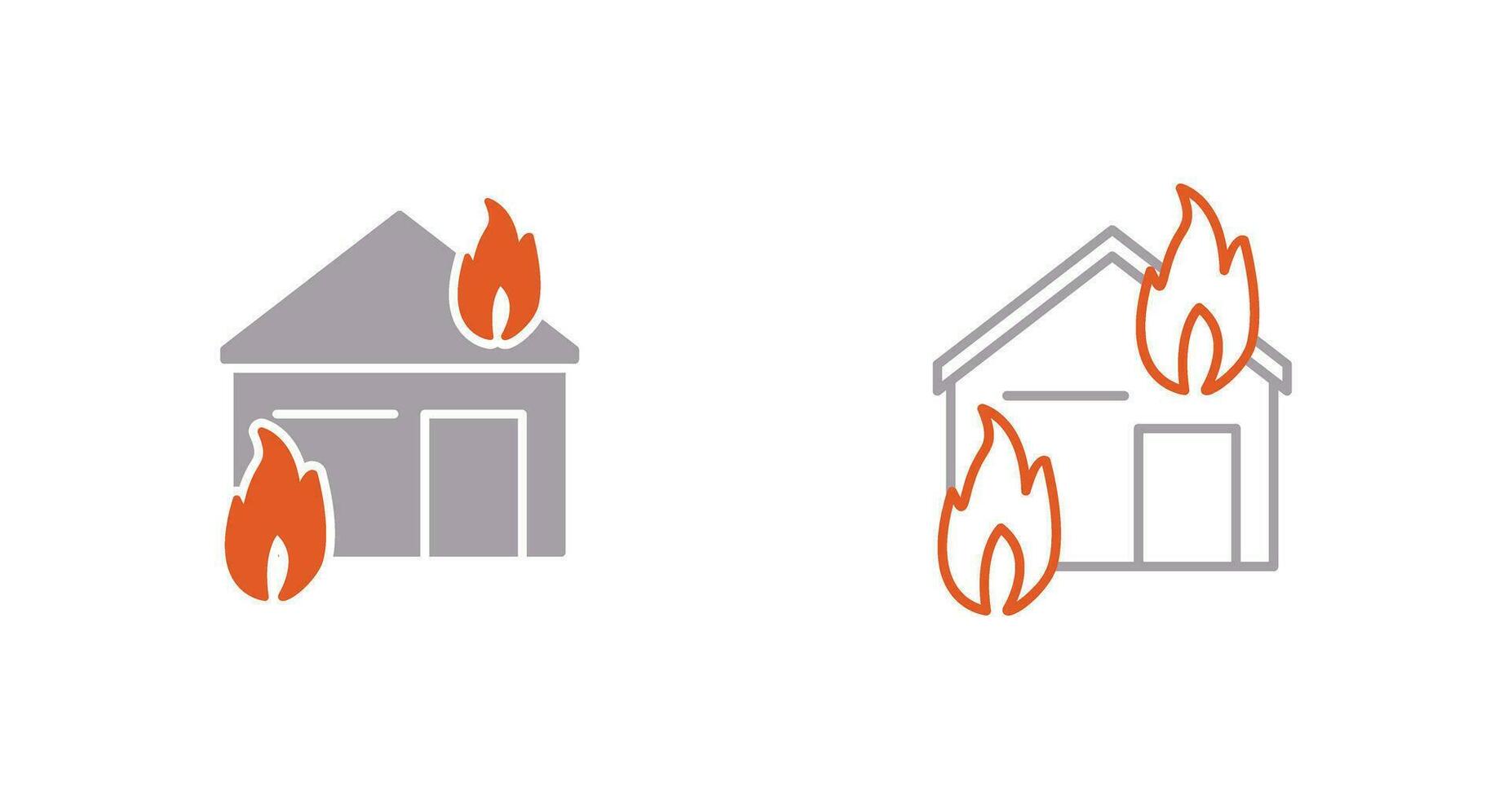 icono de vector de casa que consume fuego único