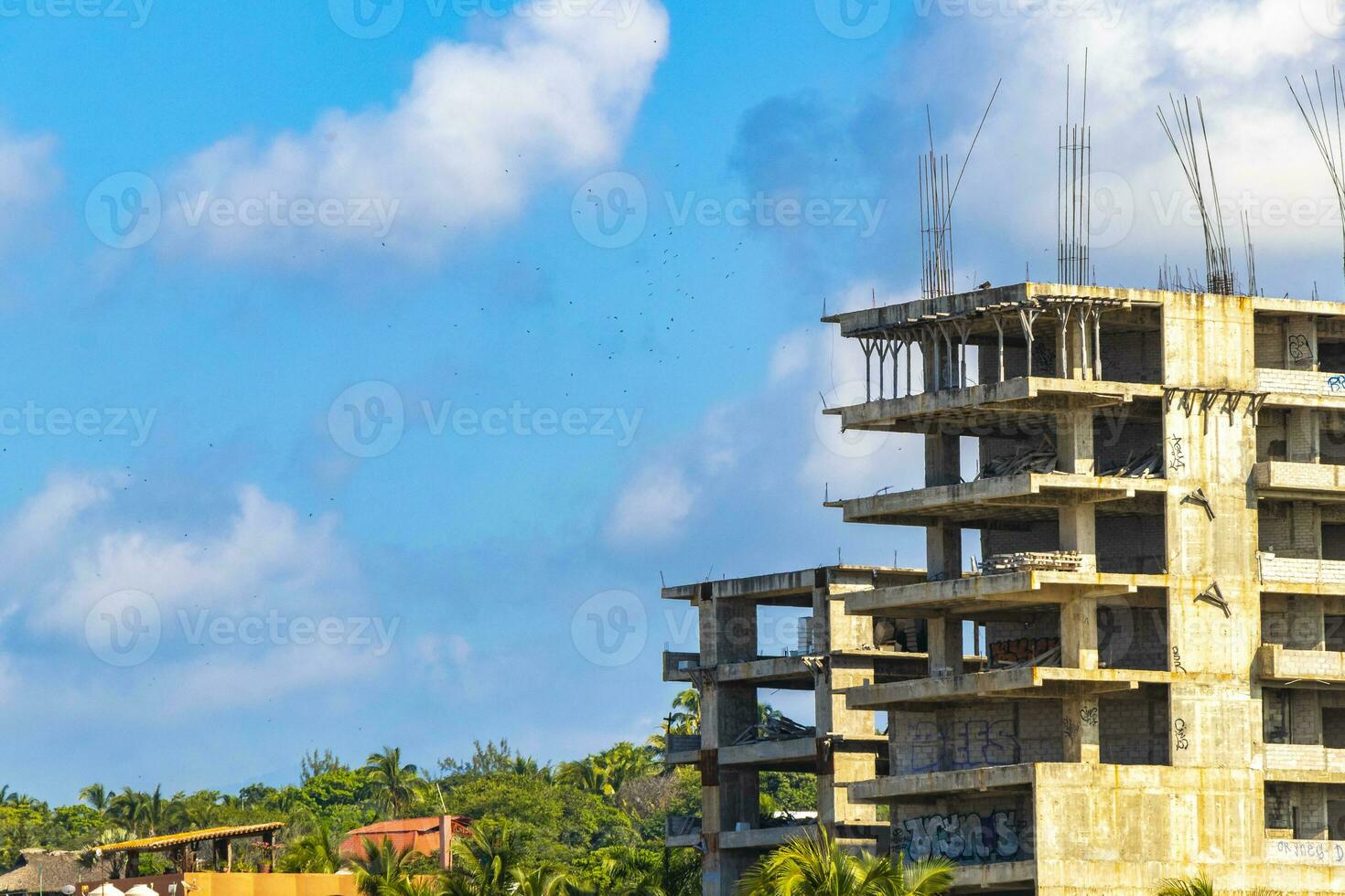 Huge gigantic construction stop building ruin in Puerto Escondido Mexico. photo