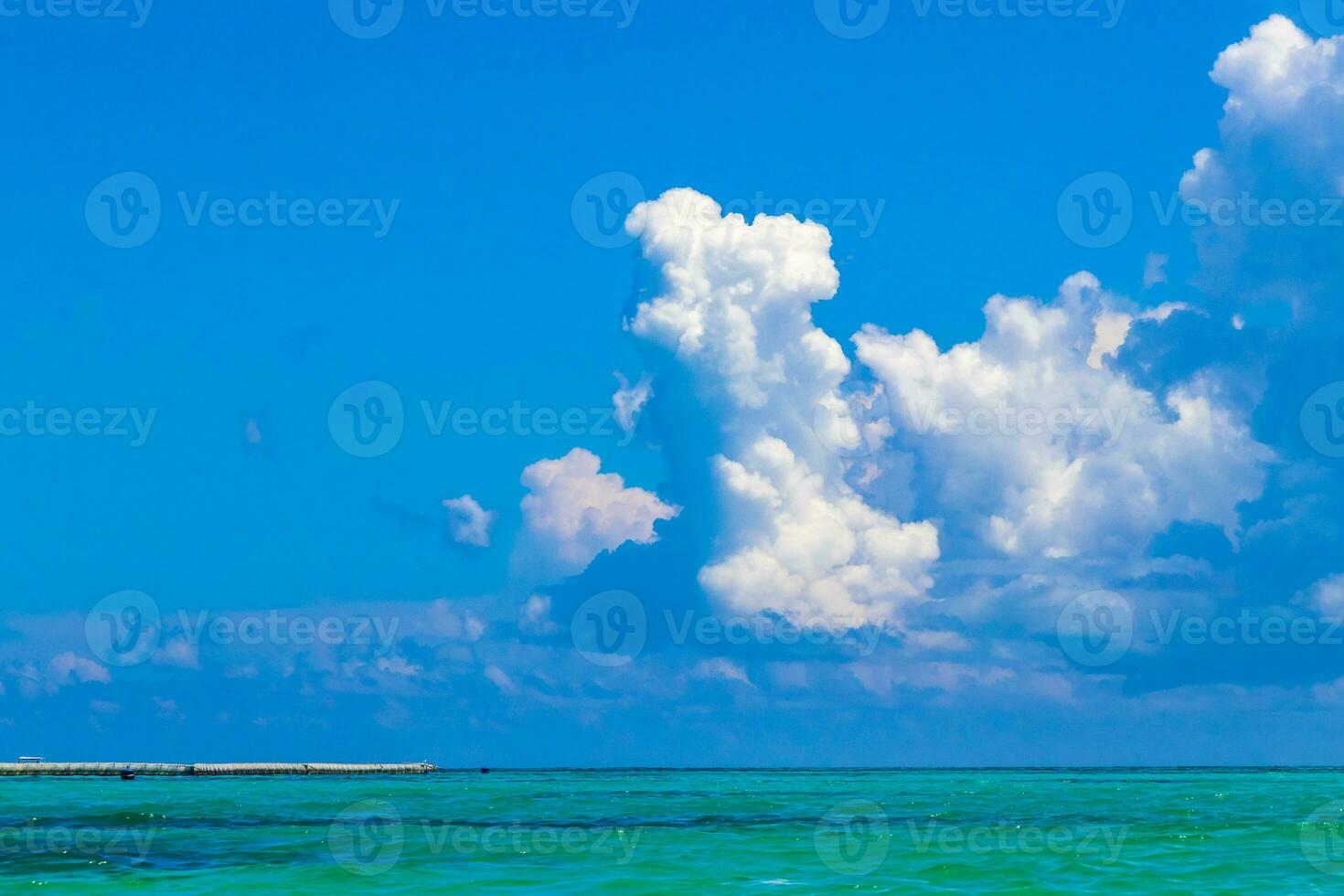 Tropical Caribbean beach clear turquoise water Playa del Carmen Mexico. photo