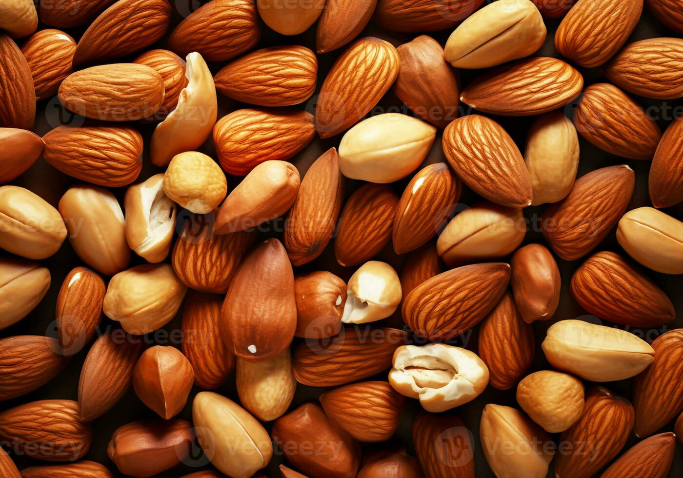 Delicious nuts background. Autumn time. AI generative photo