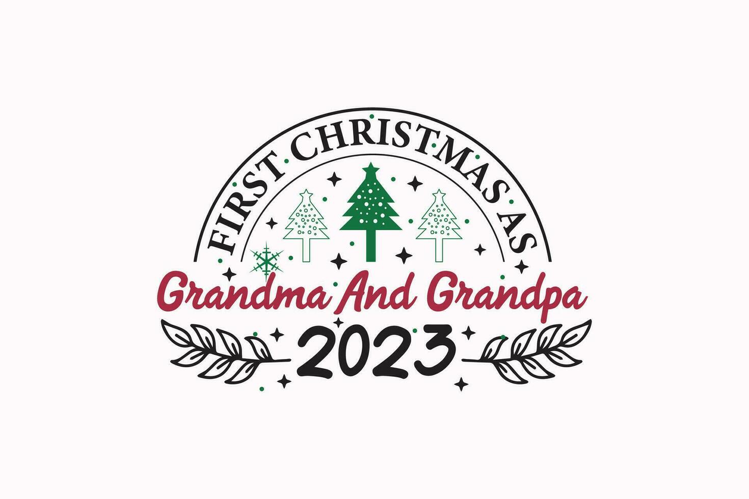 First Christmas As Grandma And Grandpa Ornament T-shirt Design vector