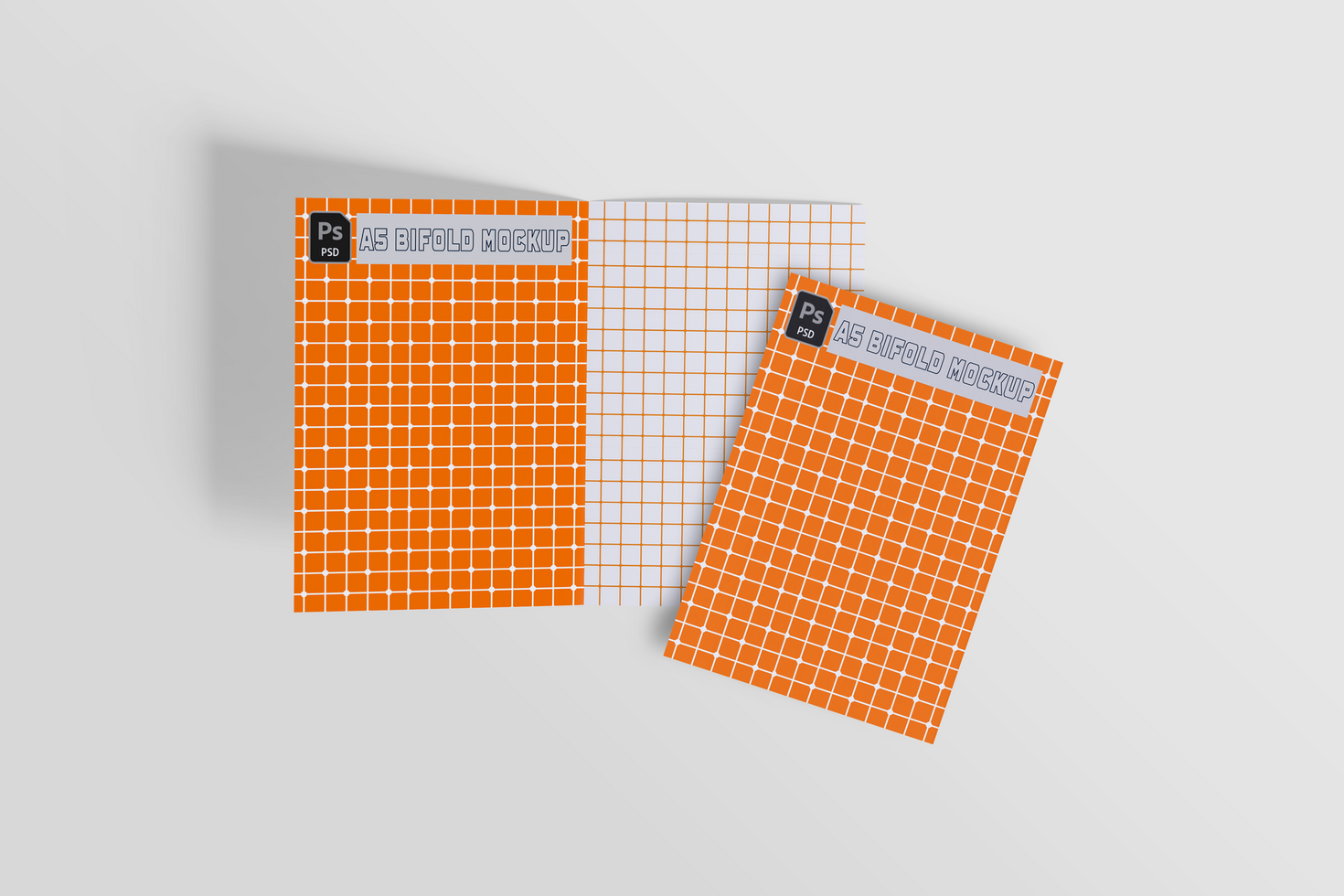 A5 Bifold mockup realistic for presentation design or corporate company using psd