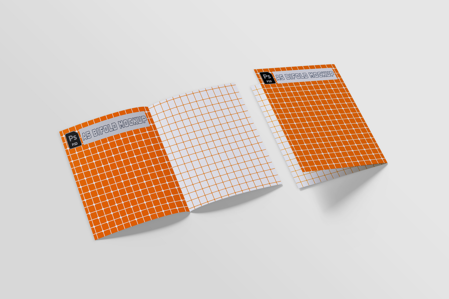 A5 Bifold mockup realistic for presentation design or corporate company using psd