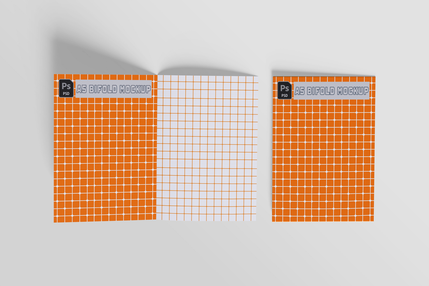 A5 Bifold mockup realistic for presentation design or corporate company using psd