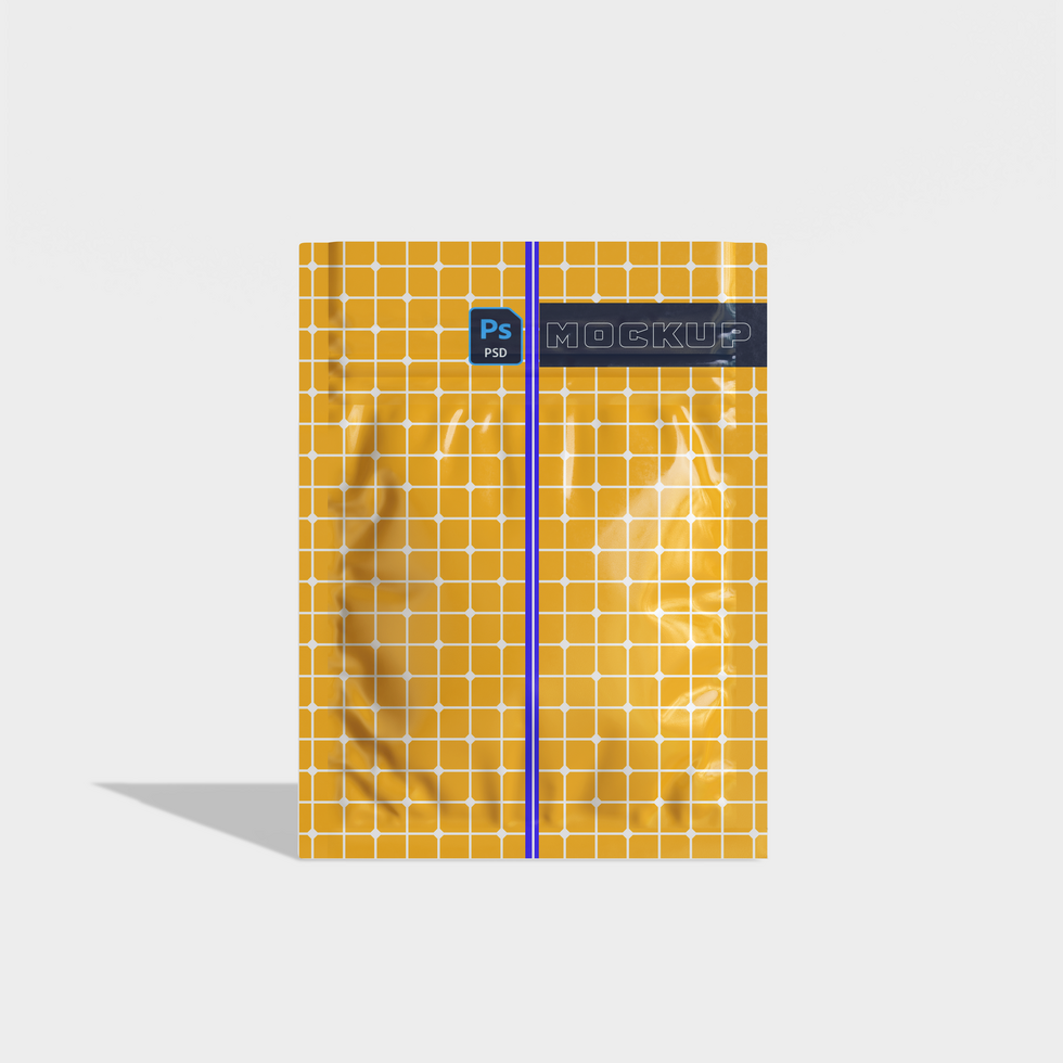 Sachet packaging wrap mockup editable psd file