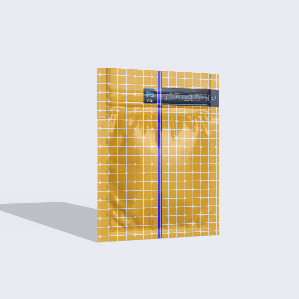 Sachet packaging wrap mockup editable psd file