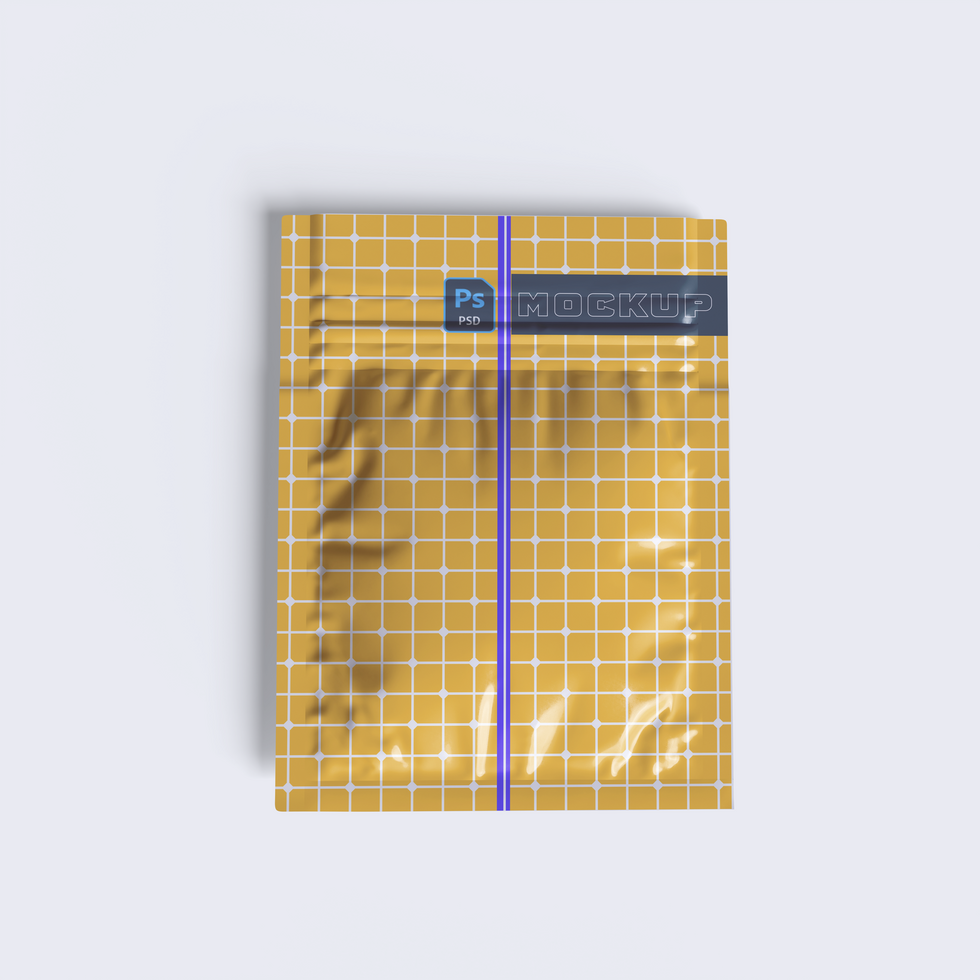 Sachet packaging wrap mockup editable psd file