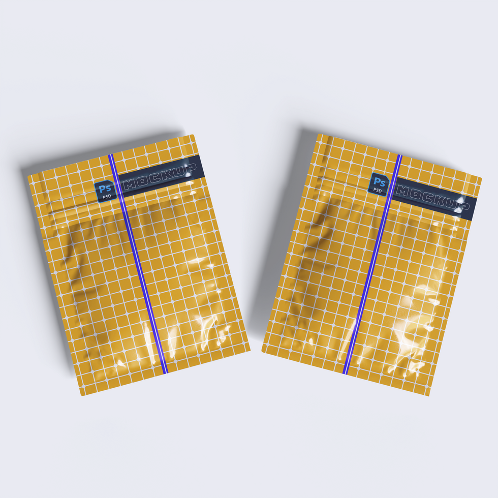 Sachet packaging wrap mockup editable psd file