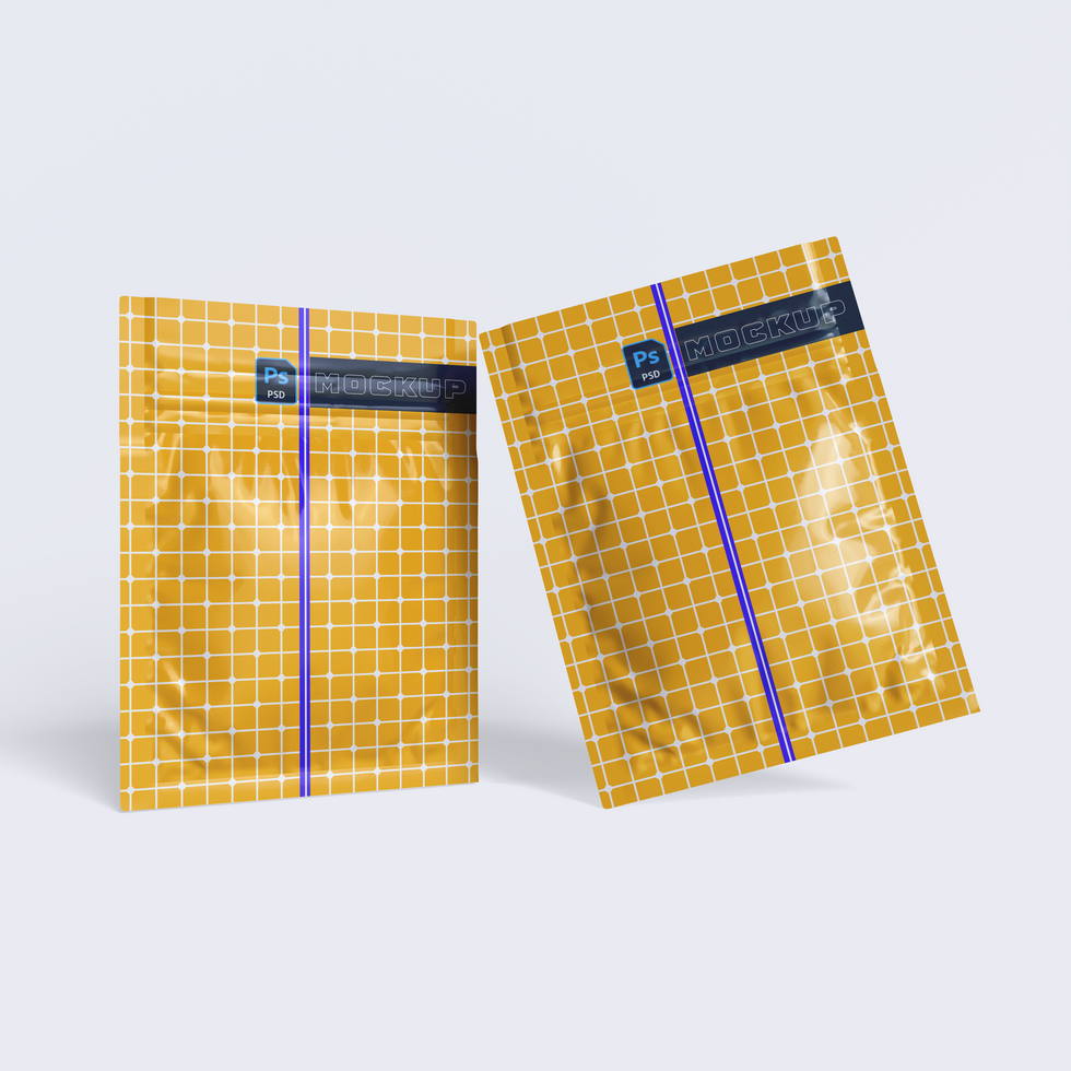 Sachet packaging wrap mockup editable psd file