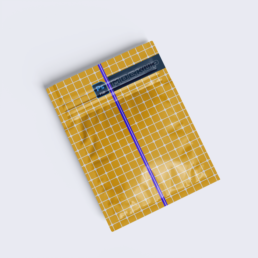 Sachet packaging wrap mockup editable psd file