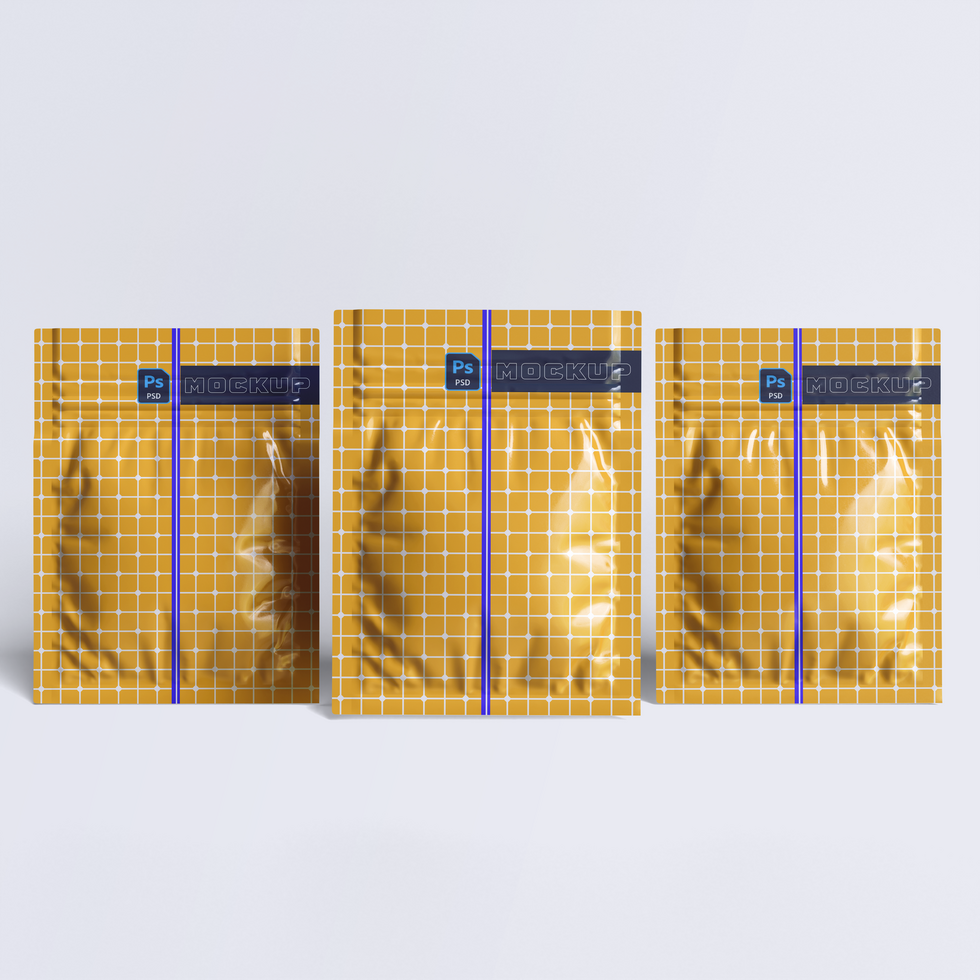 Sachet packaging wrap mockup editable psd file