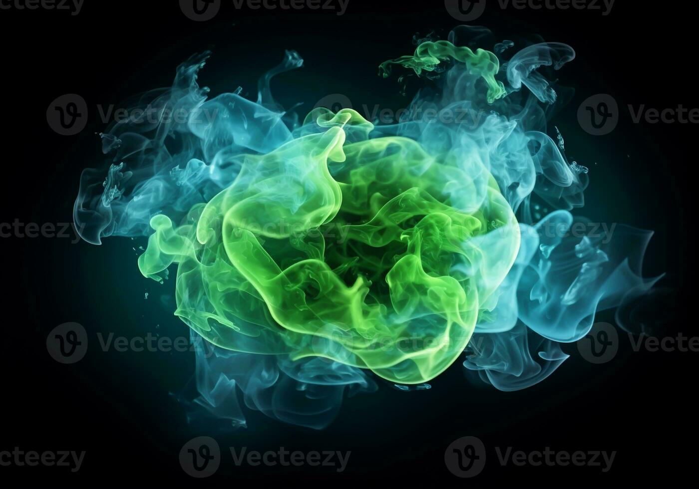 Dynamic explosion of colored smoke. Design concept. Generative AI photo