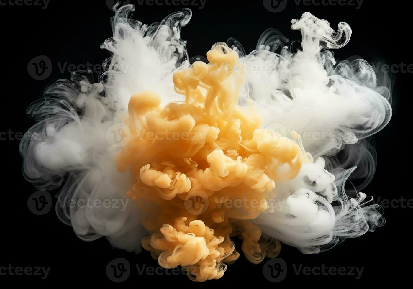 Dynamic explosion of colored smoke. Design concept. Generative AI photo