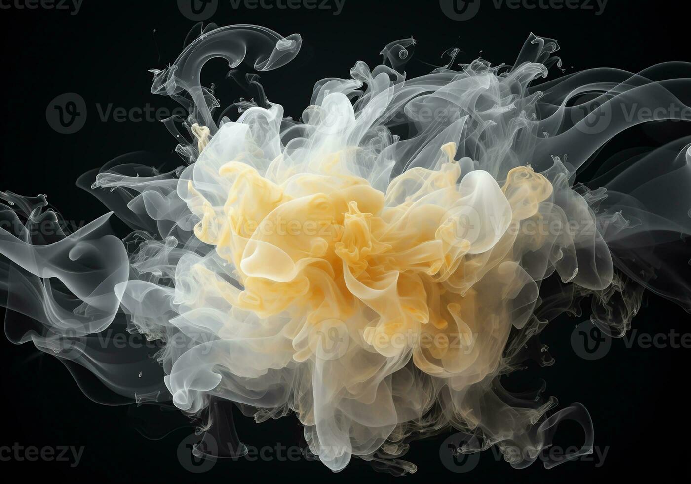 Dynamic explosion of colored smoke. Design concept. Generative AI photo