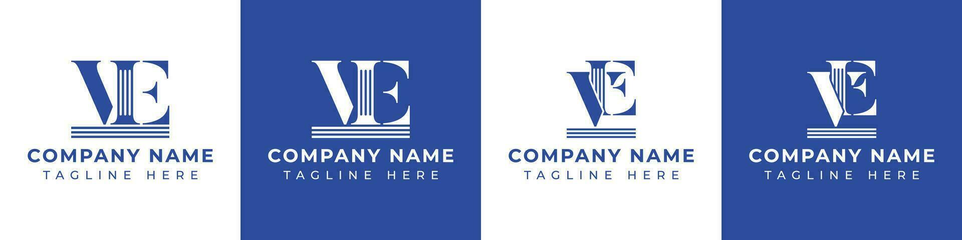Letter EV and VE Pillar logo, suitable for business with VE or EV related to Pillar. vector