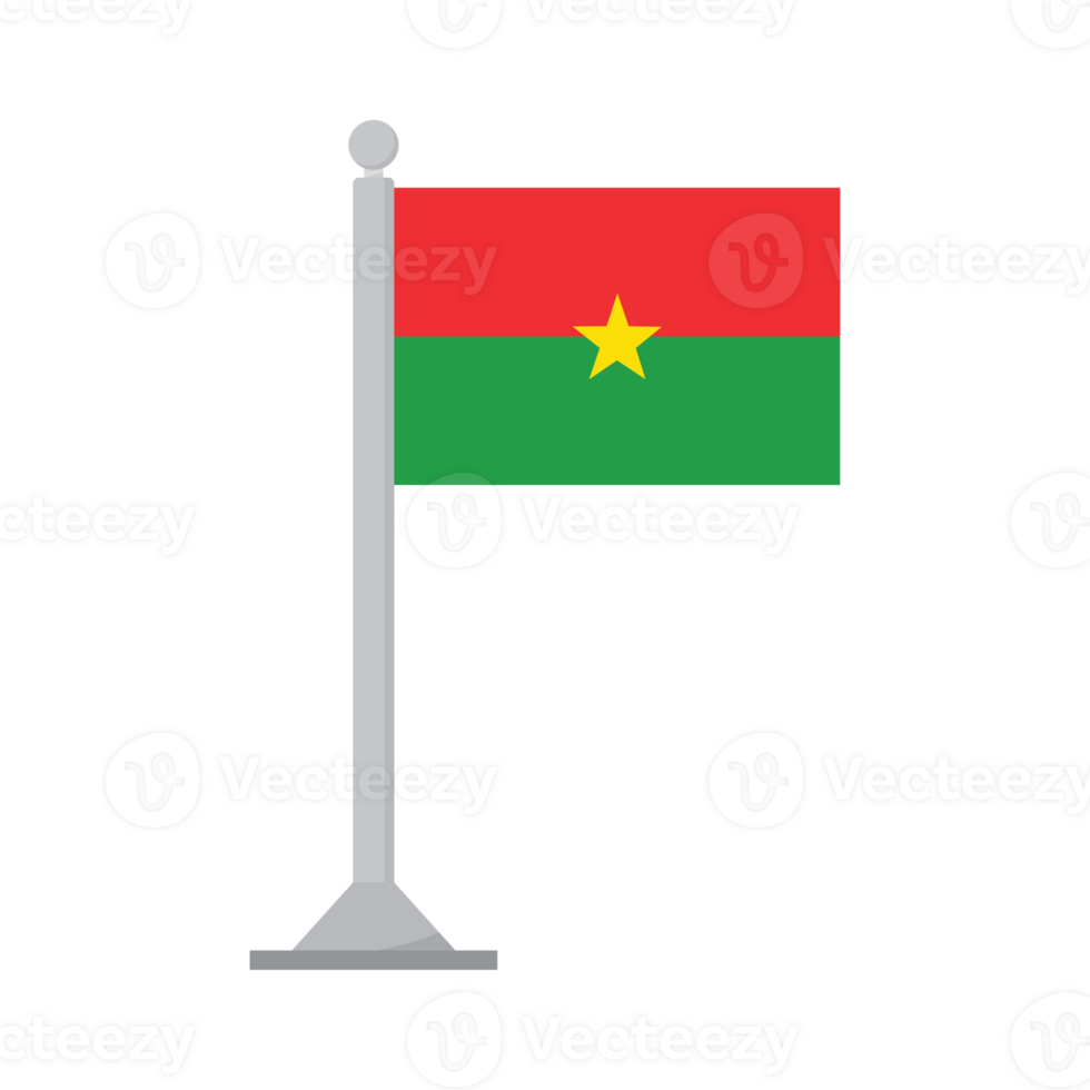 Flag of Burkina Faso on flagpole isolated png