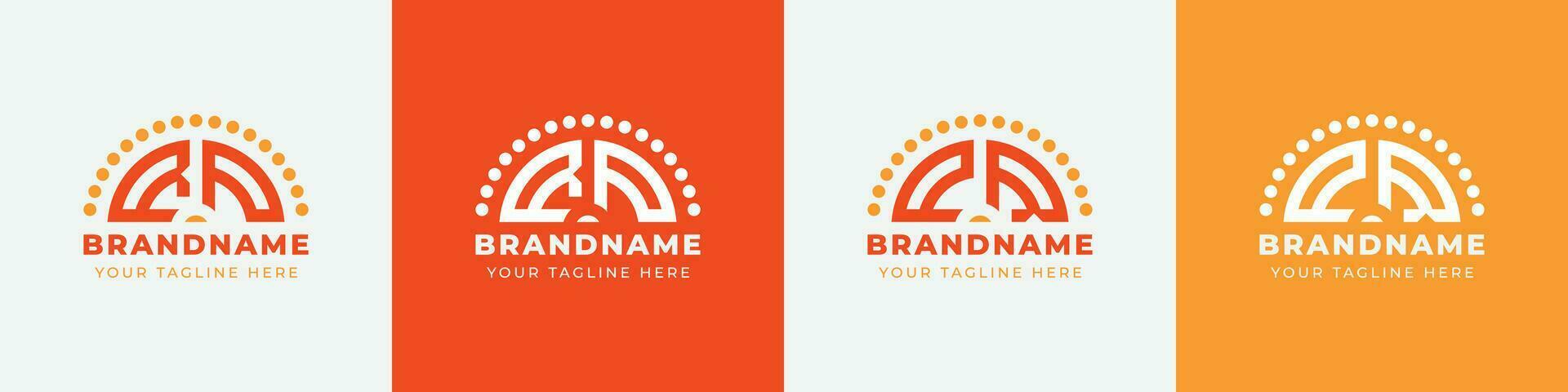 Letter PR and RP Sunrise  Logo Set, suitable for any business with PR or RP initials. vector