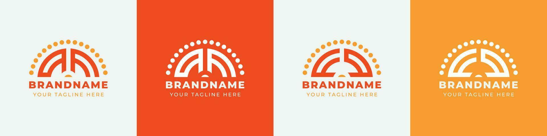 Letter FQ and QF Sunrise  Logo Set, suitable for any business with FQ or QF initials. vector