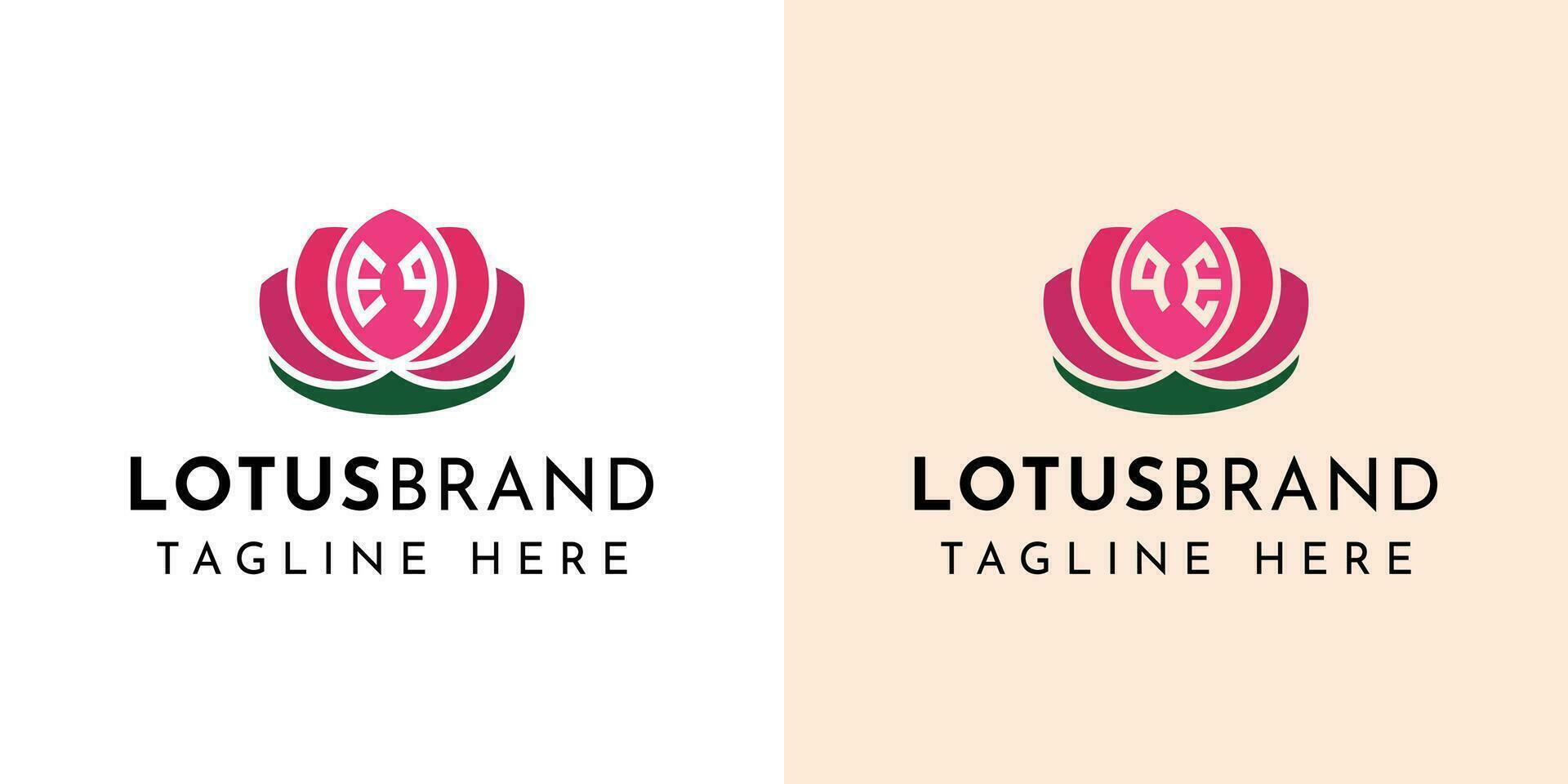 Letter EQ and QE Lotus Logo Set, suitable for business related to lotus flowers with EQ or QE initials. vector