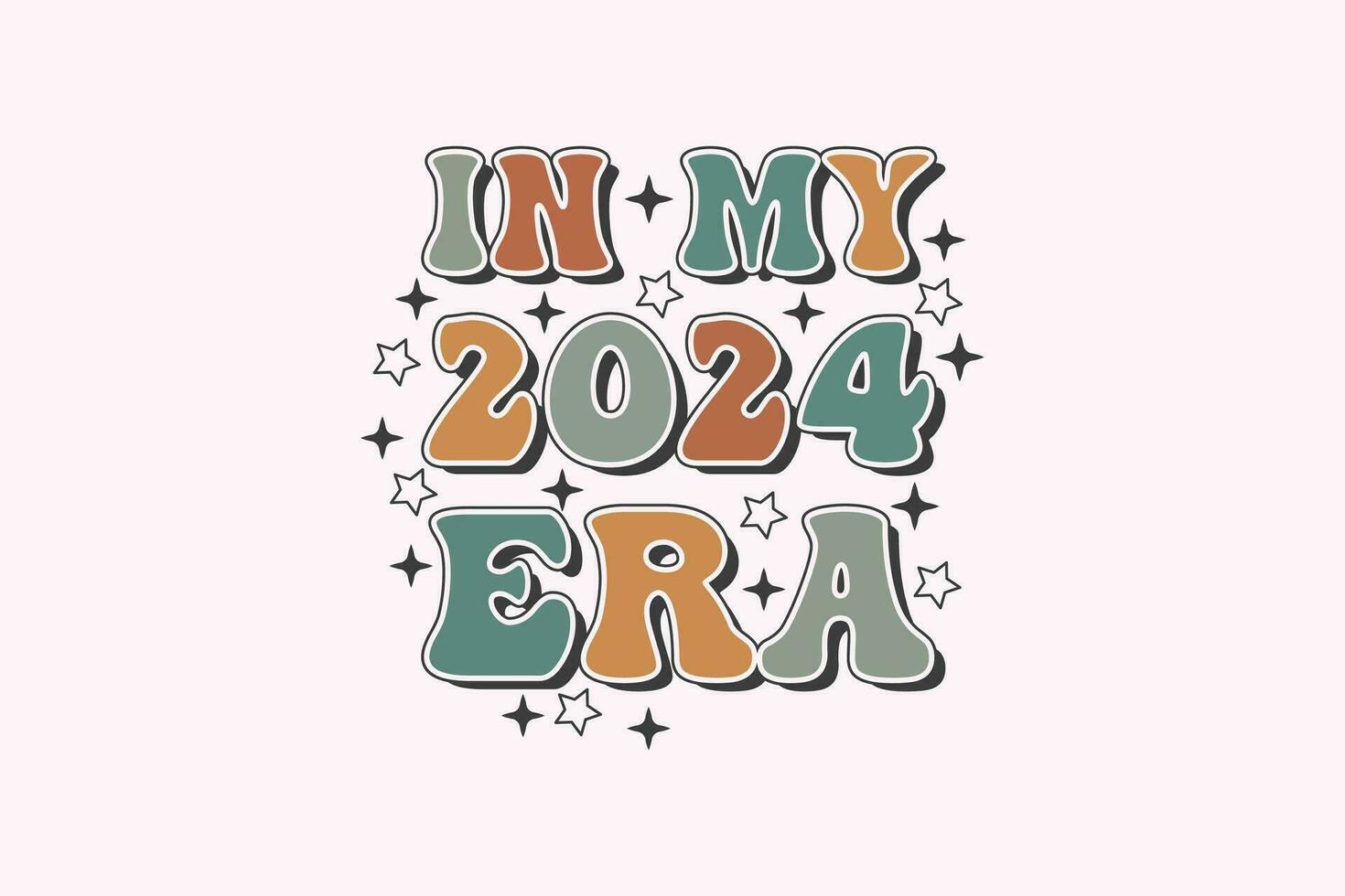 Retro 2024 Happy New Year EPS, in My Era T-shirt Design vector