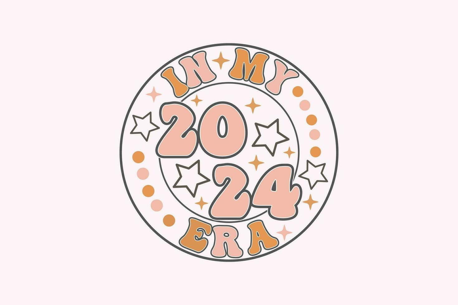 Retro 2024 Happy New Year EPS, in My Era T-shirt Design vector