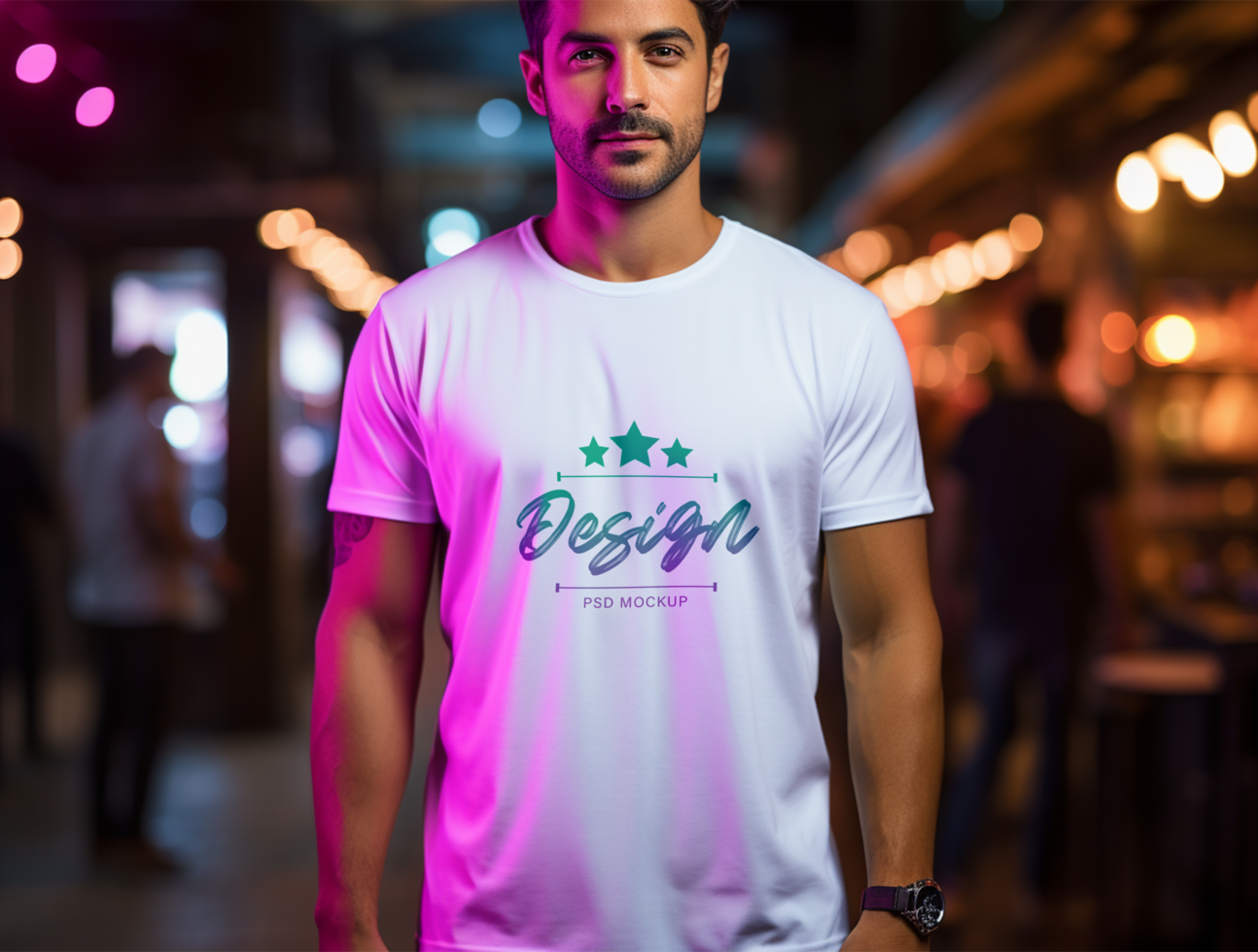 Editable white tshirt mockup PSD template ai generated
