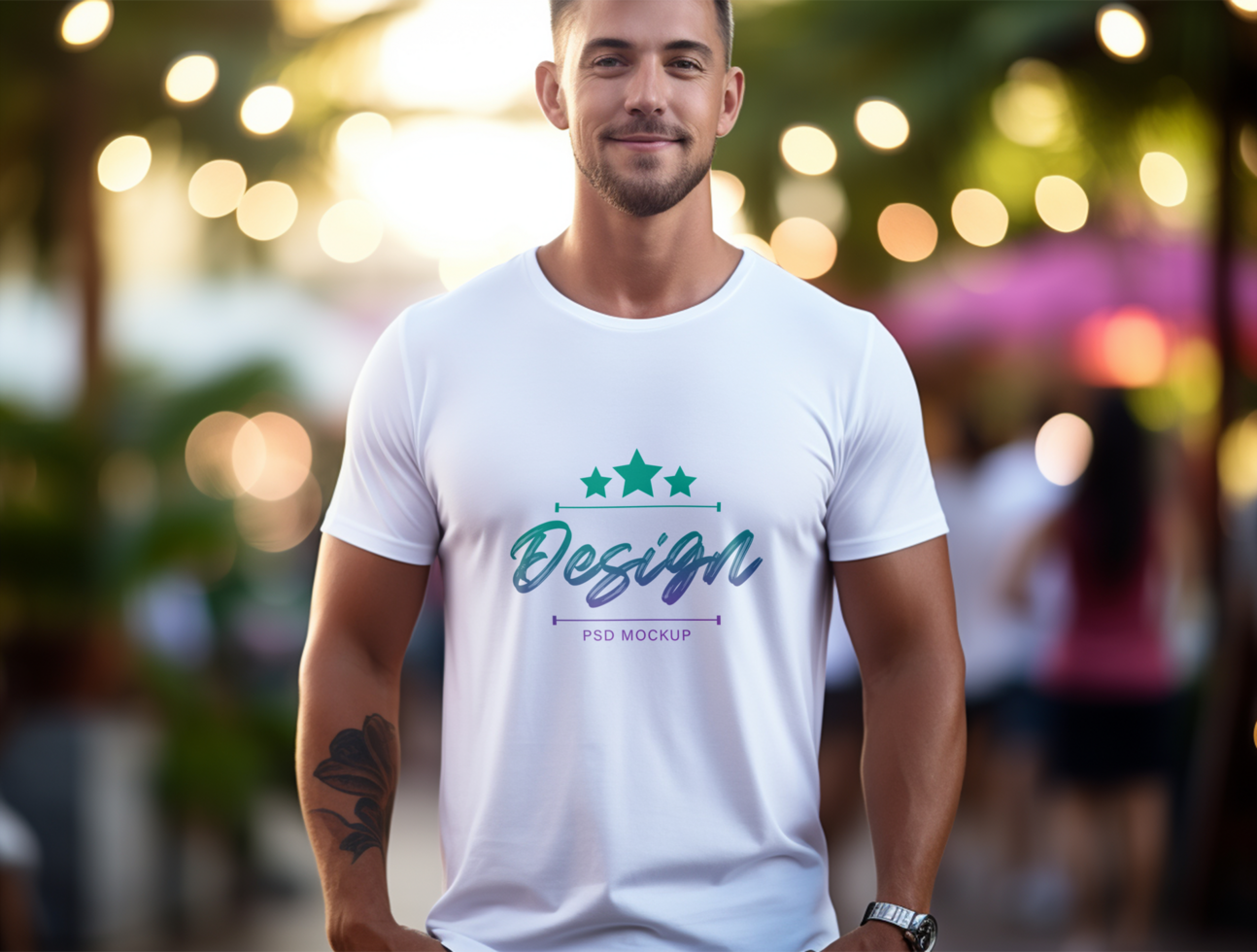 Editable white tshirt mockup PSD template ai generated