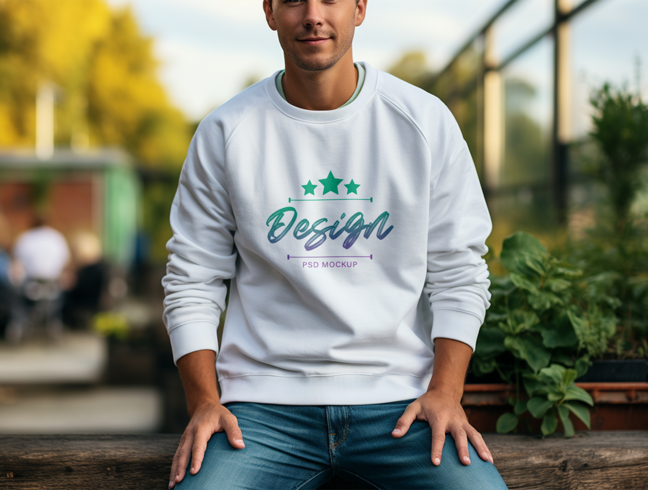 White Sweatshirt mockup design PSD template ai generated