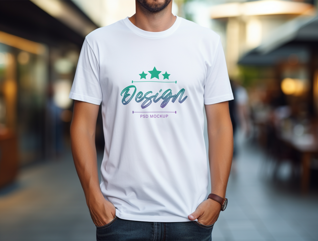 Editable white tshirt mockup PSD template ai generated