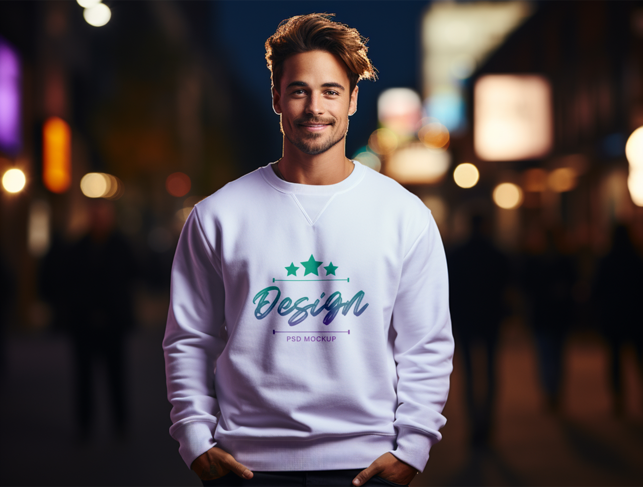 White Sweatshirt mockup design PSD template ai generated