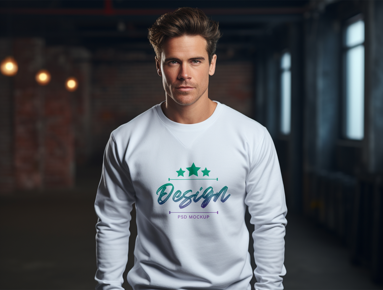 White Sweatshirt mockup design PSD template ai generated