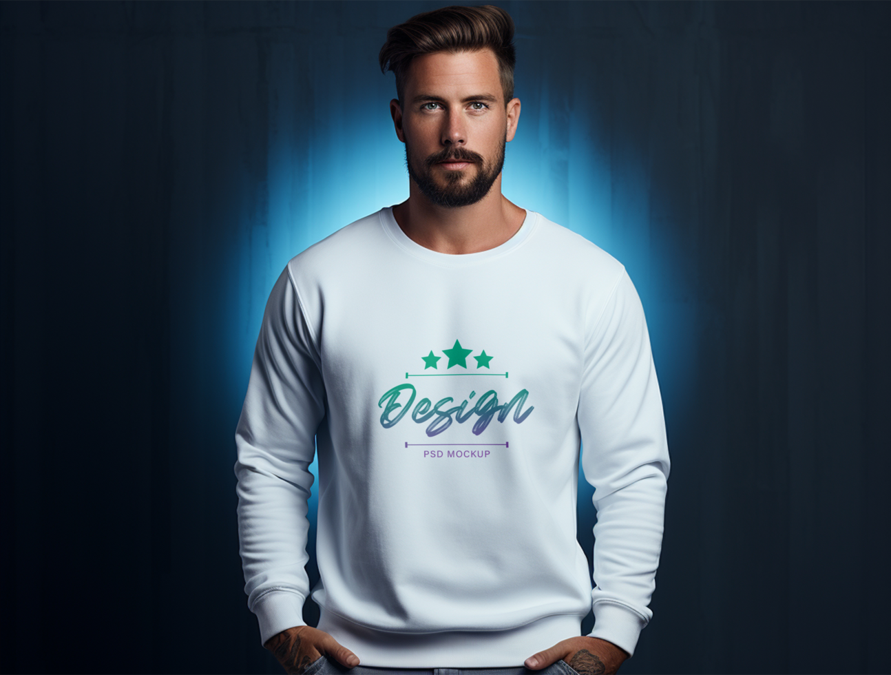 White Sweatshirt mockup design PSD template ai generated