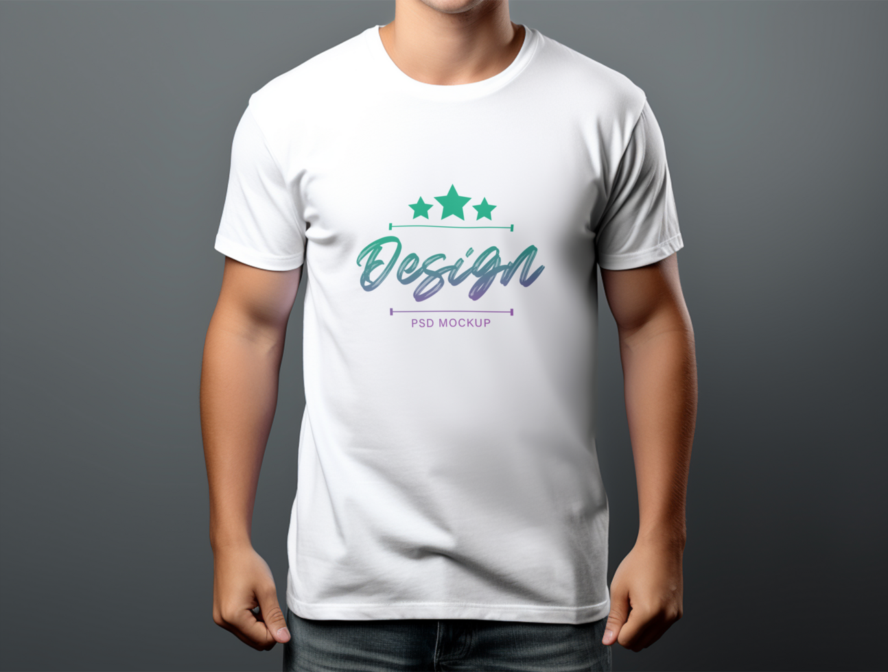 Editable white tshirt mockup PSD template ai generated