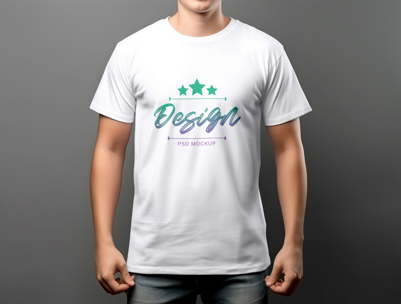 Editable white tshirt mockup PSD template ai generated