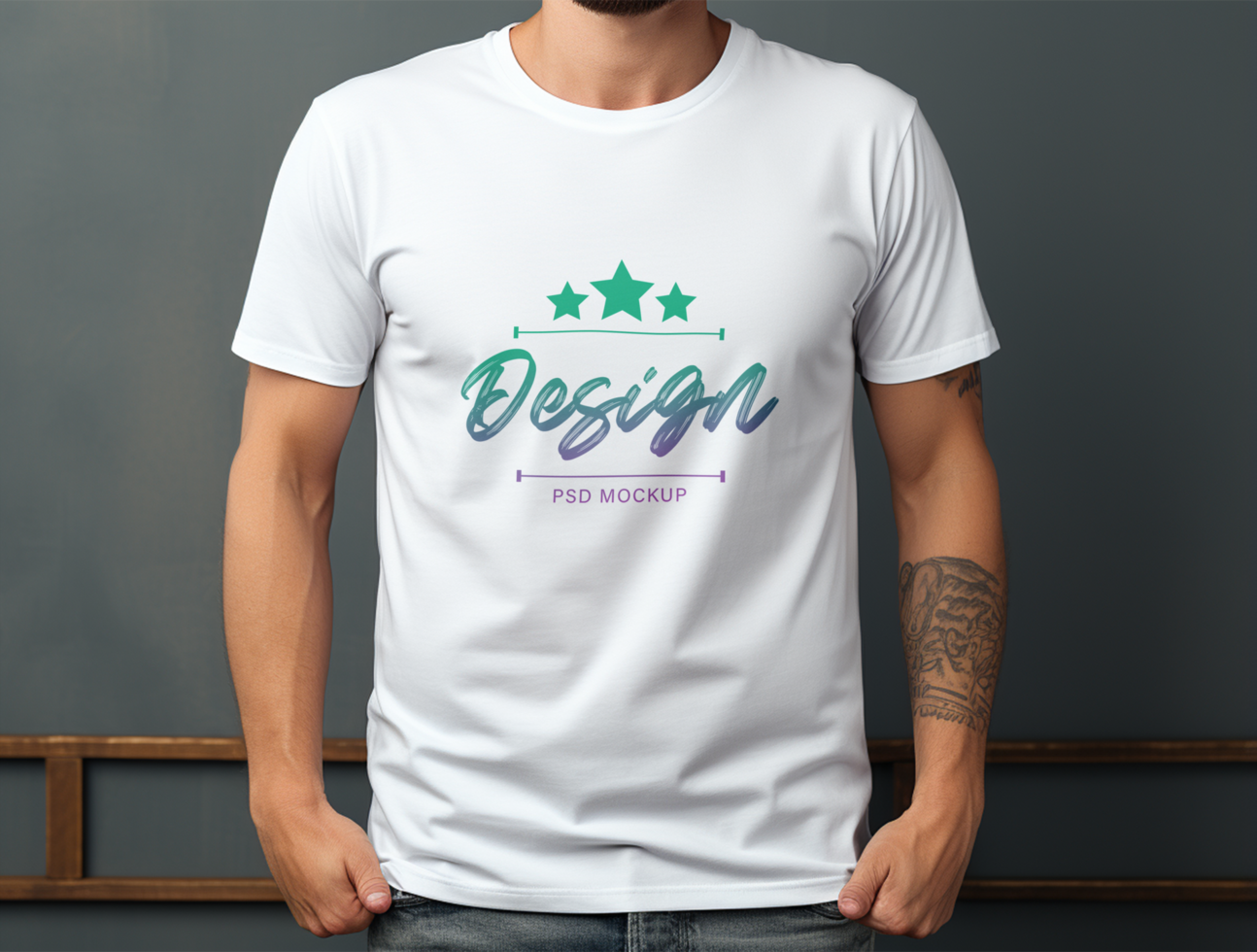 Editable white tshirt mockup PSD template ai generated