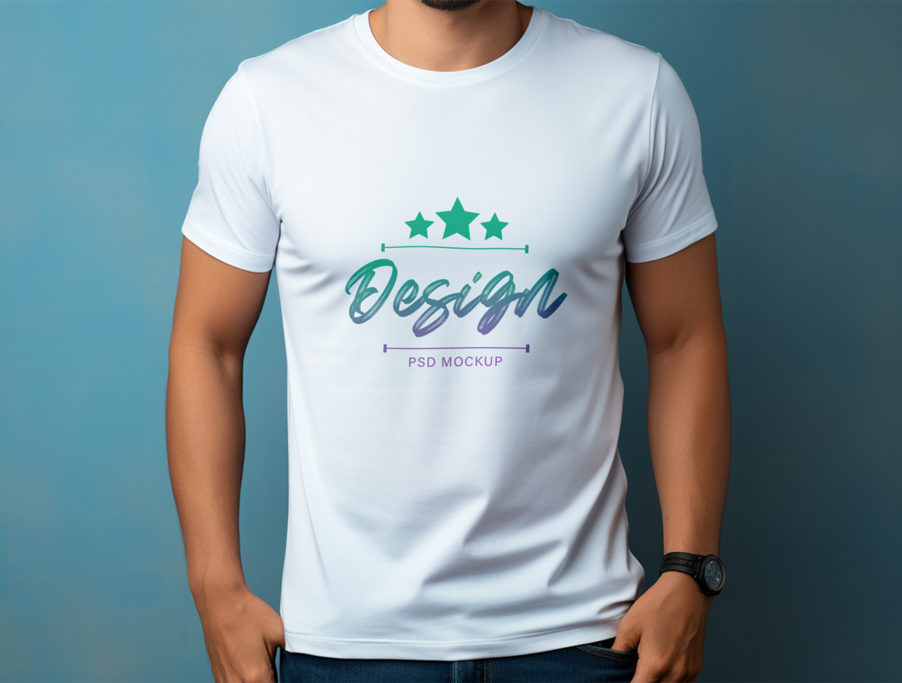 Editable white tshirt mockup PSD template ai generated