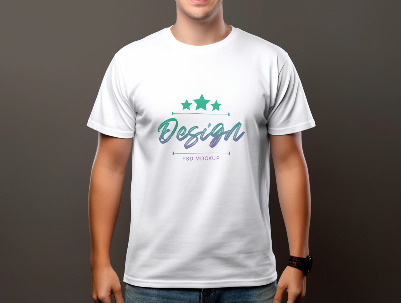Editable white tshirt mockup PSD template ai generated