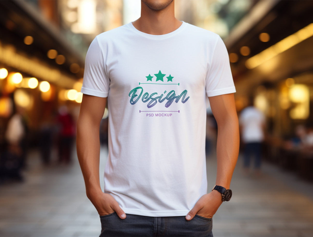 Editable white tshirt mockup PSD template ai generated