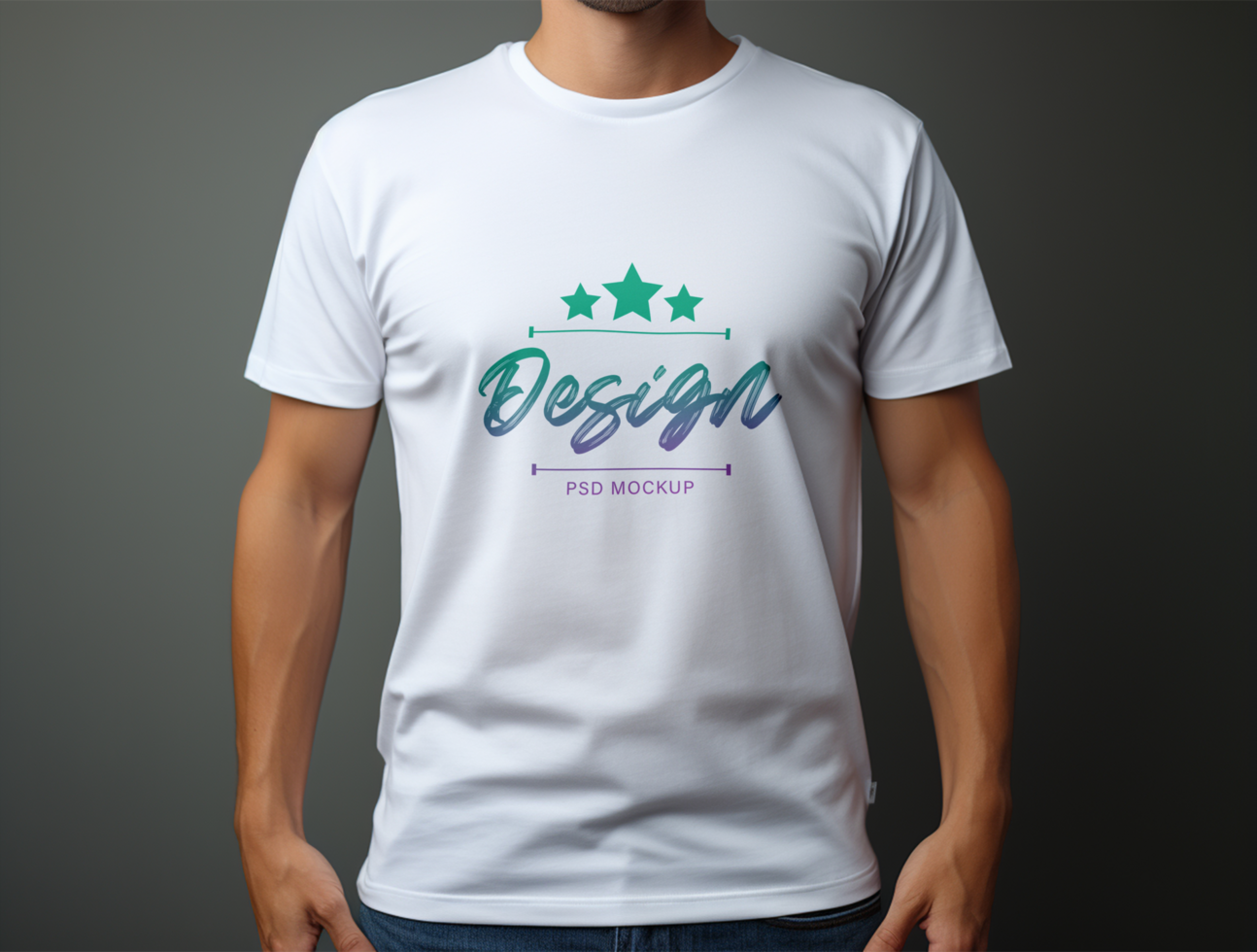 Editable white tshirt mockup PSD template ai generated