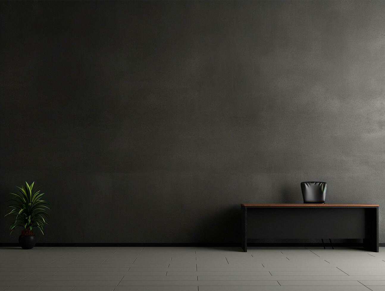 Empty modern interior dark wall background front view Ai generated photo